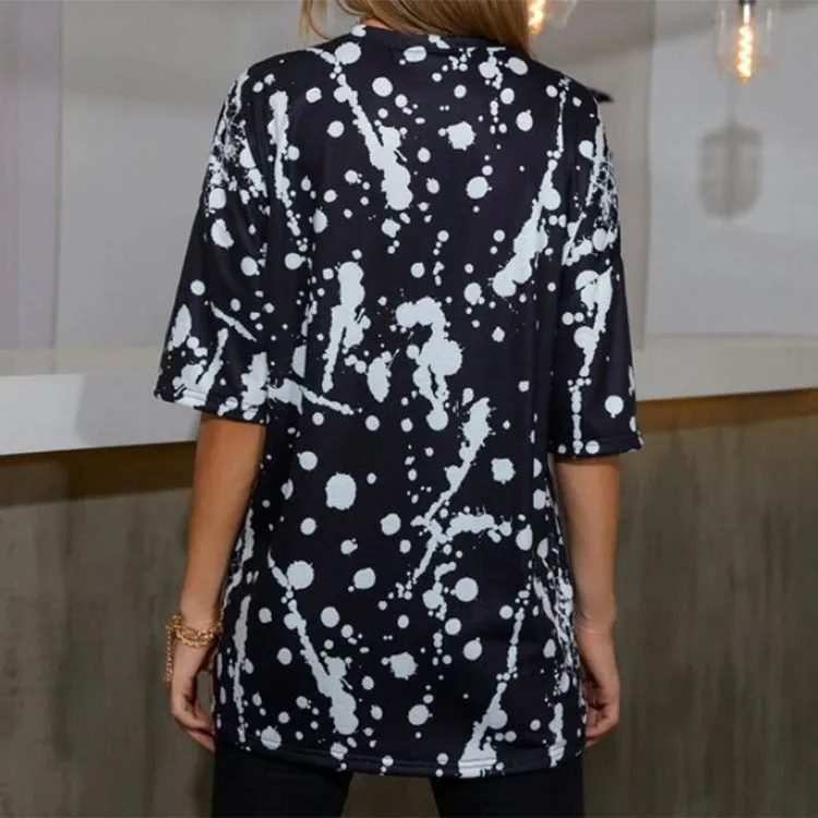 Loose round neck short sleeve printed t-shirt