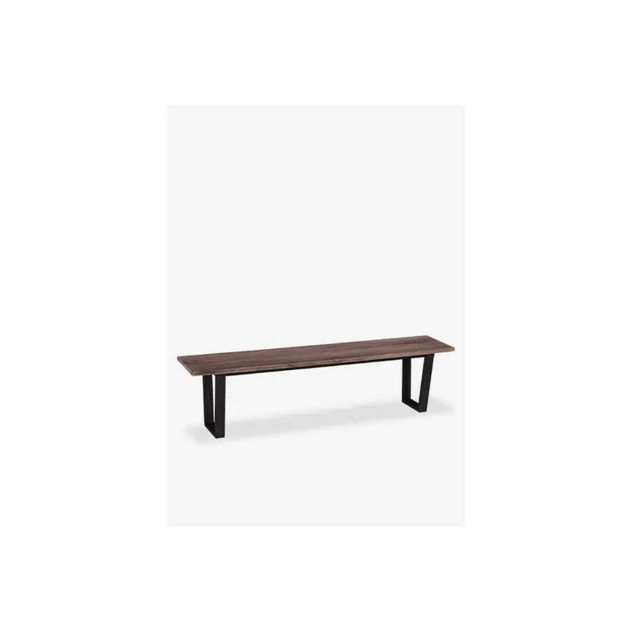 (LS) Thomas 67" wood bench with metal base - K/D by Jeffan