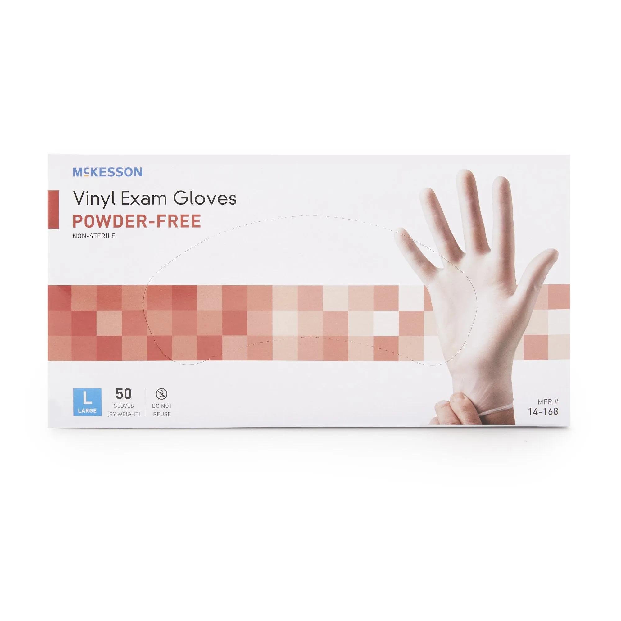 McKesson Confiderm® Vinyl Exam Glove, Large, Clear