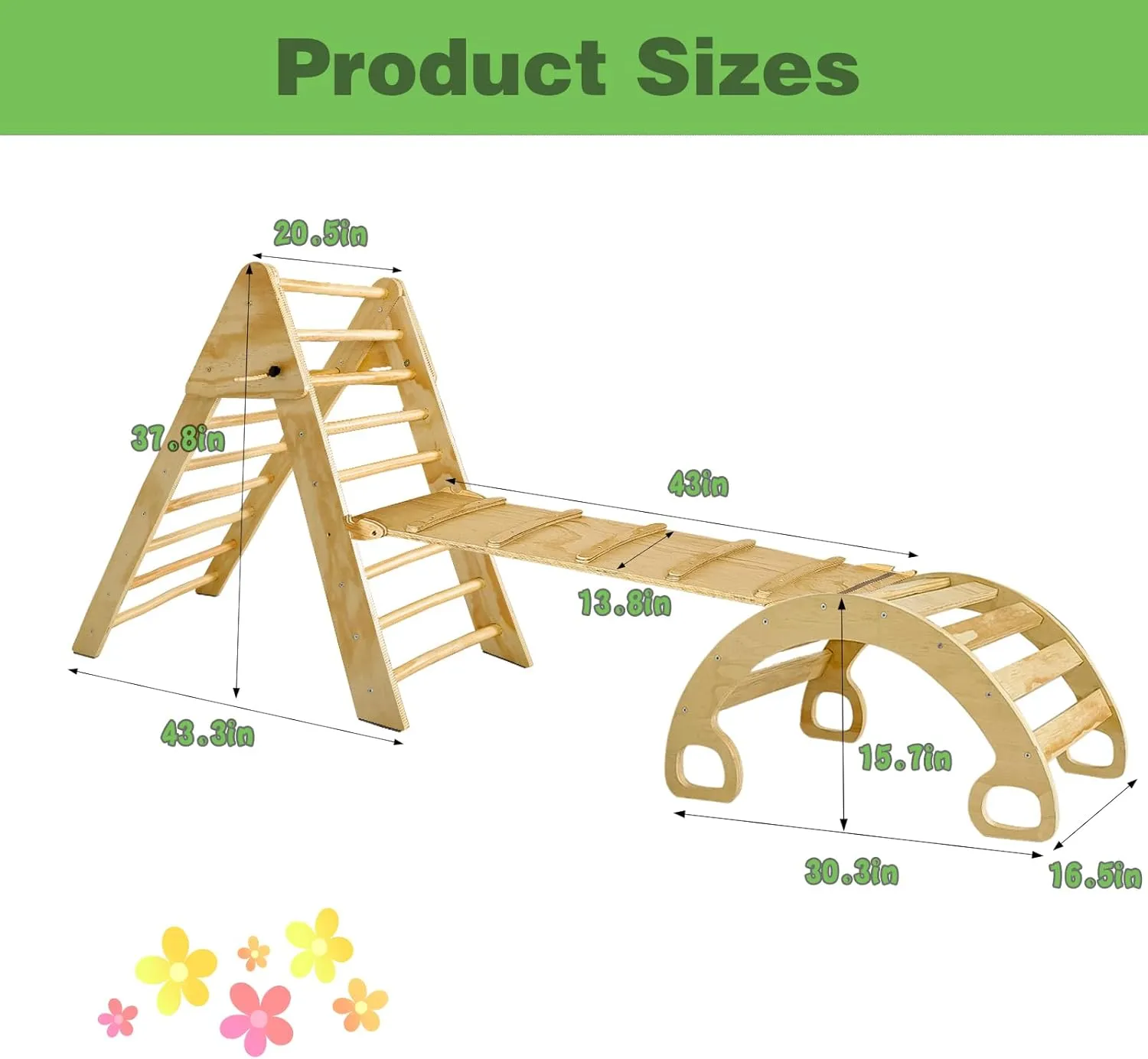 Montessori Indoor Jungle Gym for Toddlers with Slide, Swing, and Climbing Net