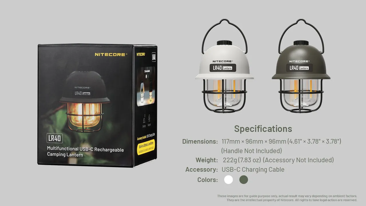 Nitecore LR40 Lantern Multifunctional USB C Rechargeable Camping Lantern