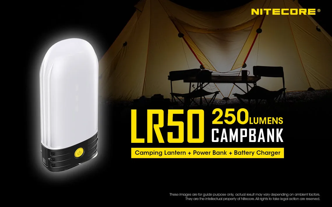 Nitecore LR50 250 lumens Camping Lantern with built in Power Bank   Battery Charger