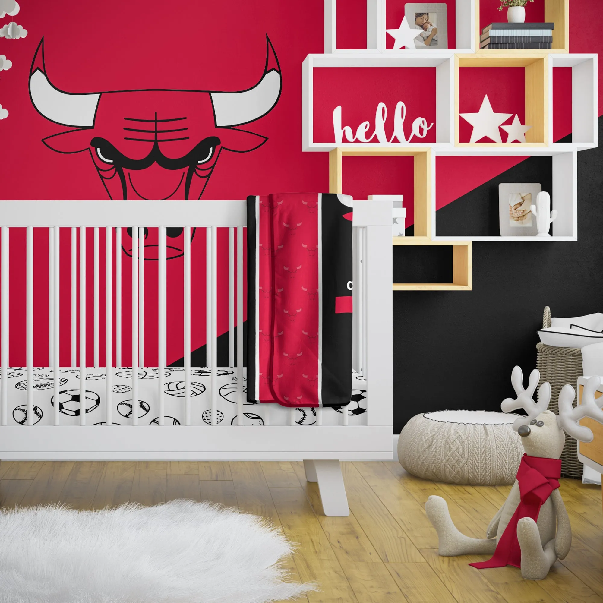 Personalized Chicago Bulls Icon Baby Pixel Fleece Blanket