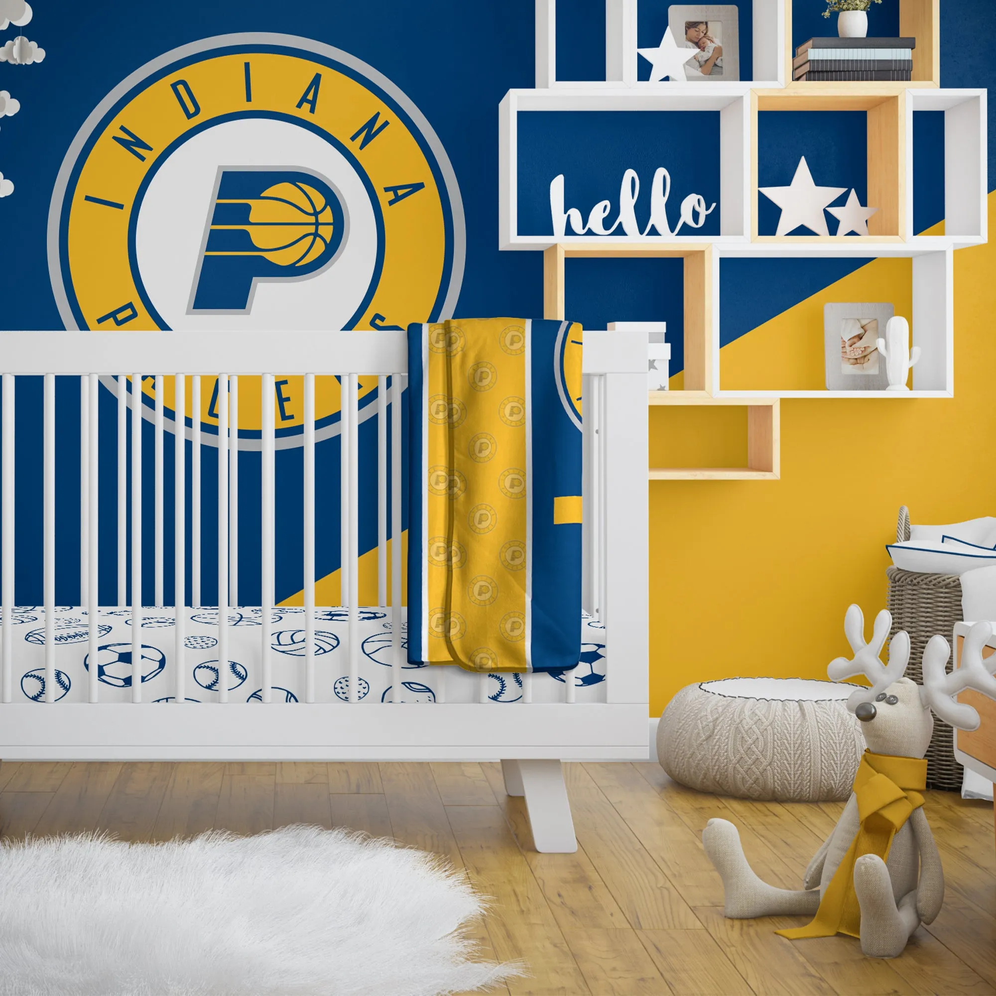 Personalized Indiana Pacers Icon Baby Pixel Fleece Blanket