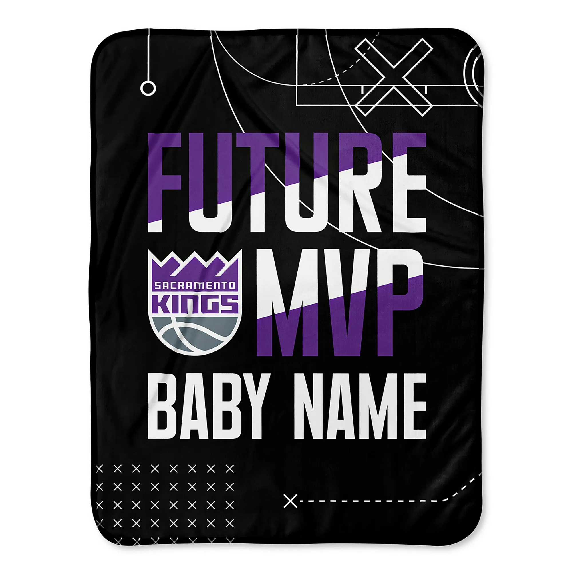 Personalized Sacramento Kings MVP Baby Pixel Fleece Blanket