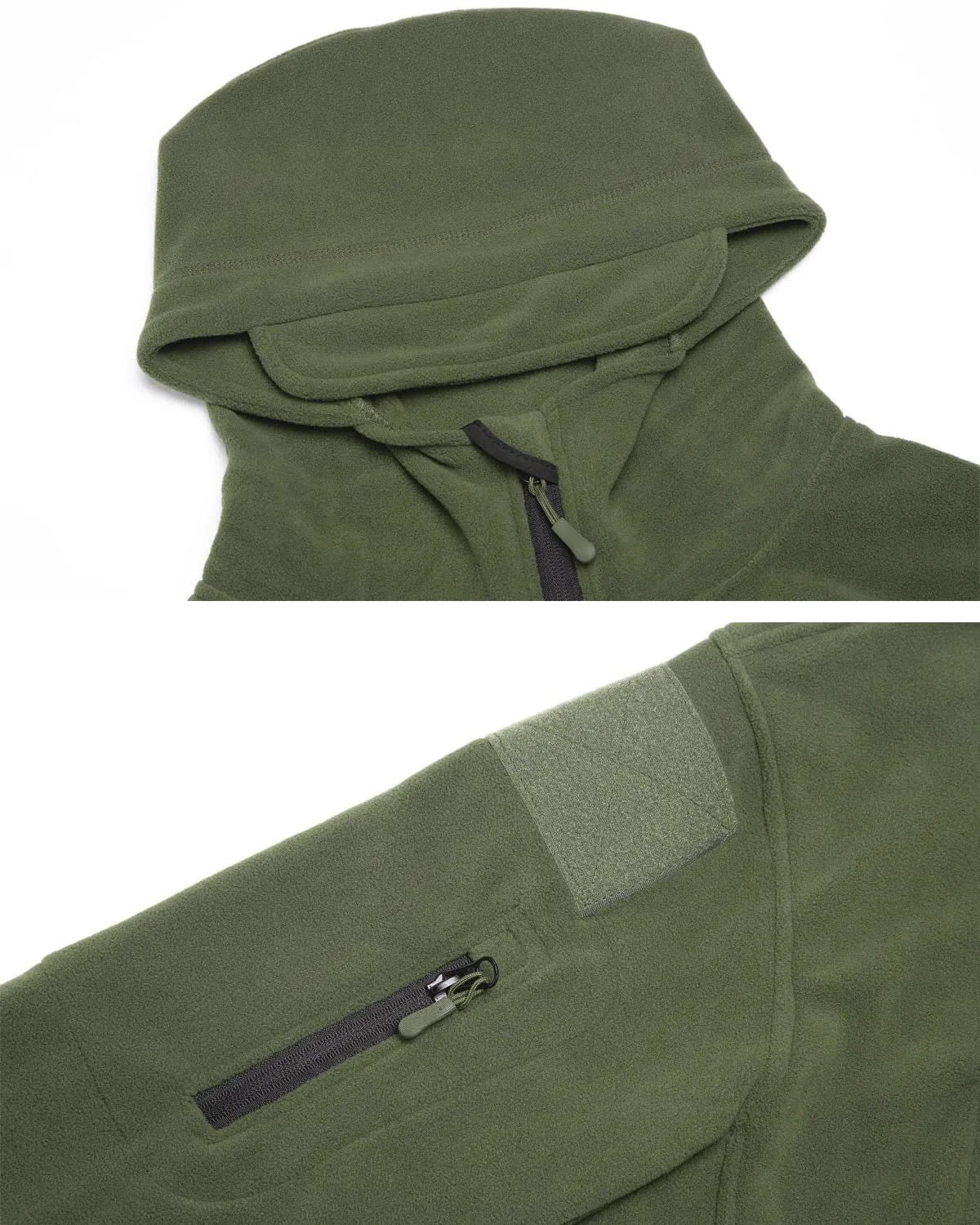 ReFire Gear Men's Warm Military Tactical Sport Fleece Hoodie Jacket, Army Green, SMall