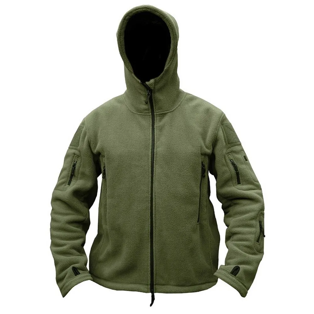 ReFire Gear Men's Warm Military Tactical Sport Fleece Hoodie Jacket, Army Green, SMall