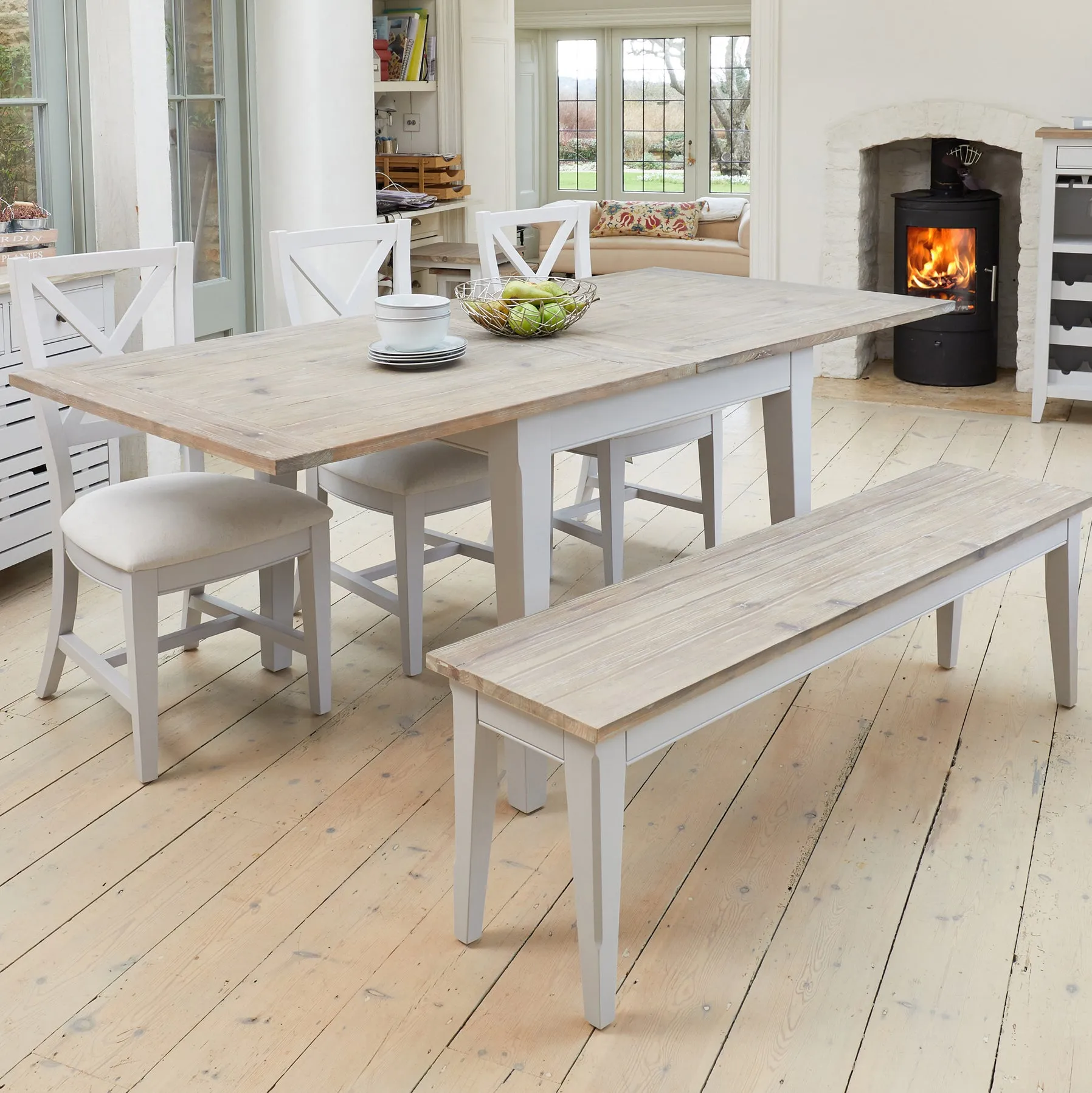 Ridley Grey Dining Bench Large