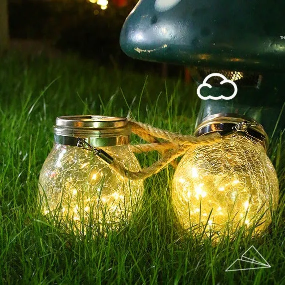 Solar Lantern Crackle Glass Ball Amber Warm Solar Lanterns Outdoor