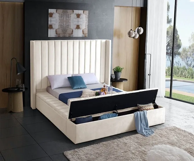 Space Saving and Luxurious Creme Velvet Bed