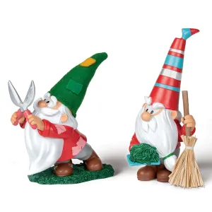 The Ashton-Drake Galleries The Christmas Tree Gnome Figure Collection Issue #2: Spring and Spruce Gnomes Handcrafted Resin Gnomes with Story Cards & Fabric Accents 4-Inches