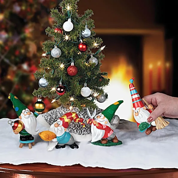 The Ashton-Drake Galleries The Christmas Tree Gnome Figure Collection Issue #2: Spring and Spruce Gnomes Handcrafted Resin Gnomes with Story Cards & Fabric Accents 4-Inches