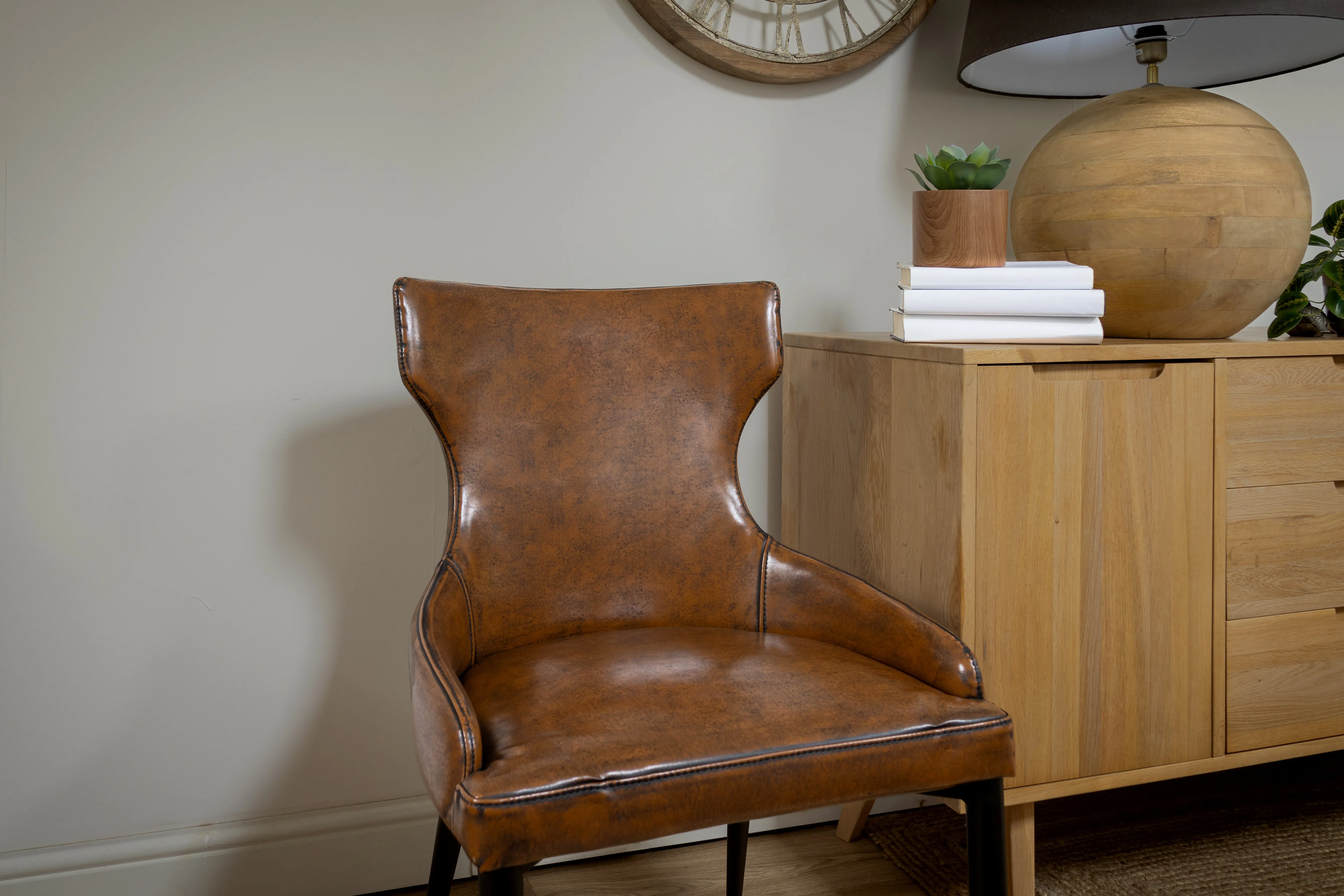 Vintage Brown Faux Leather Dining Chair - CLEARANCE