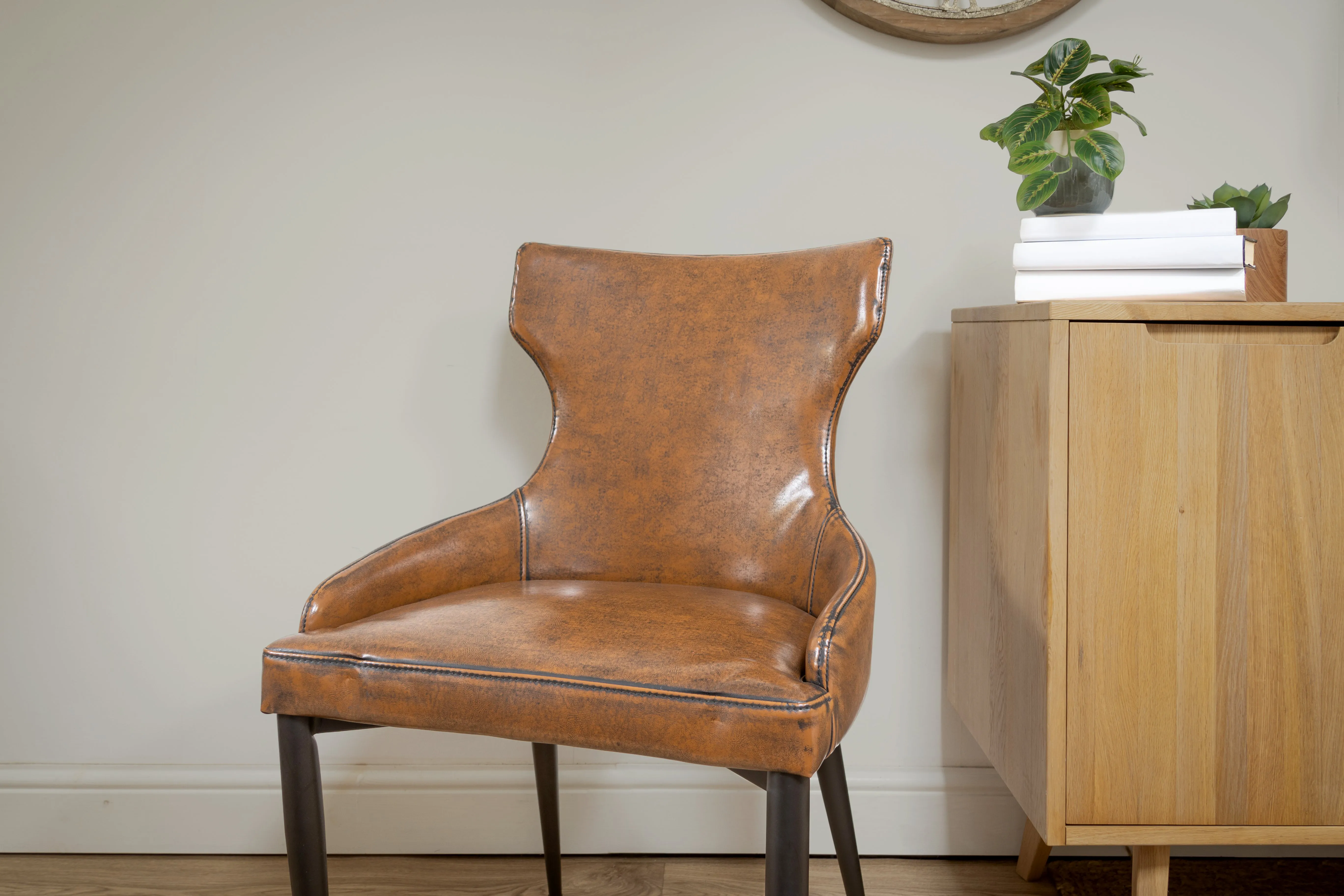 Vintage Brown Faux Leather Dining Chair - CLEARANCE