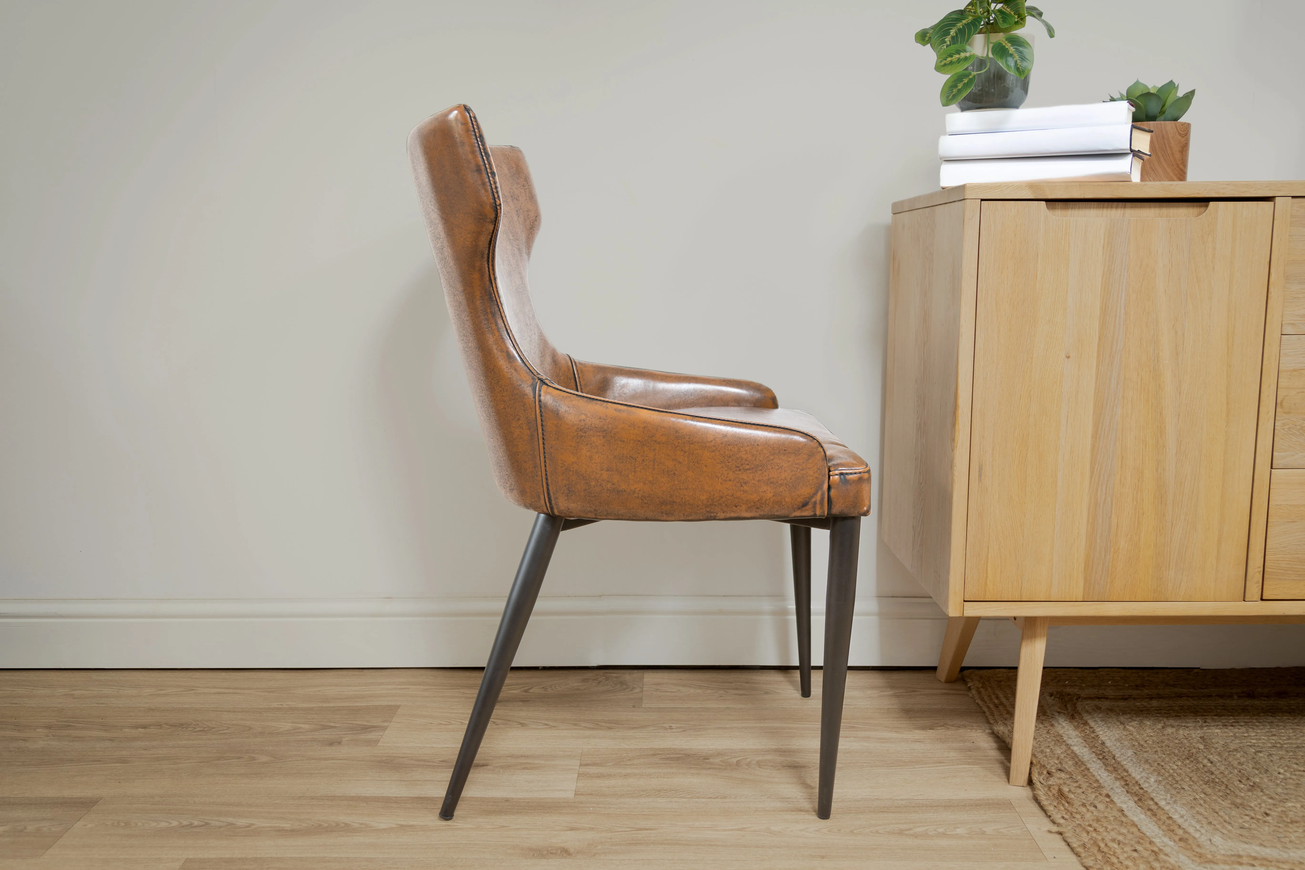 Vintage Brown Faux Leather Dining Chair - CLEARANCE