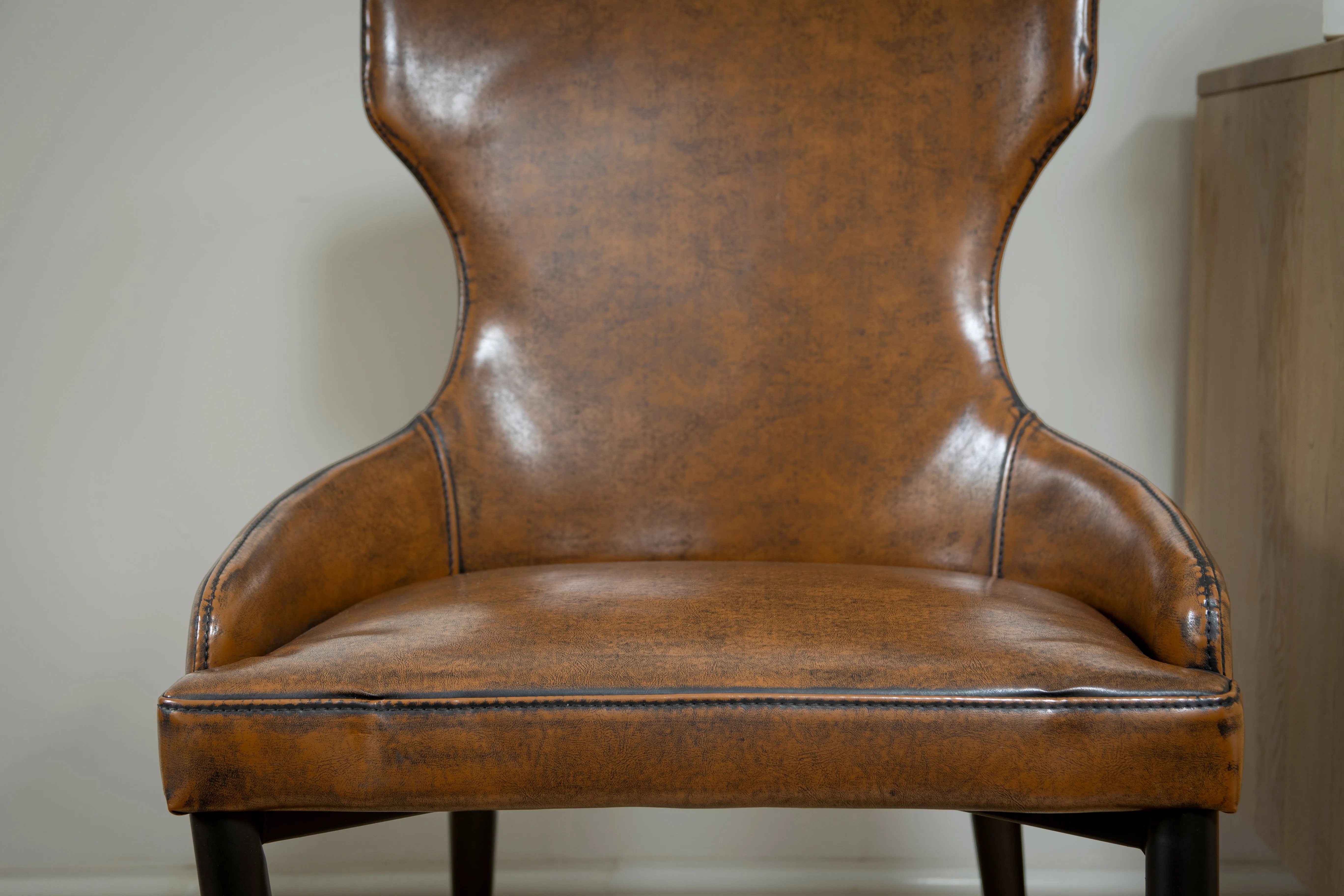 Vintage Brown Faux Leather Dining Chair - CLEARANCE