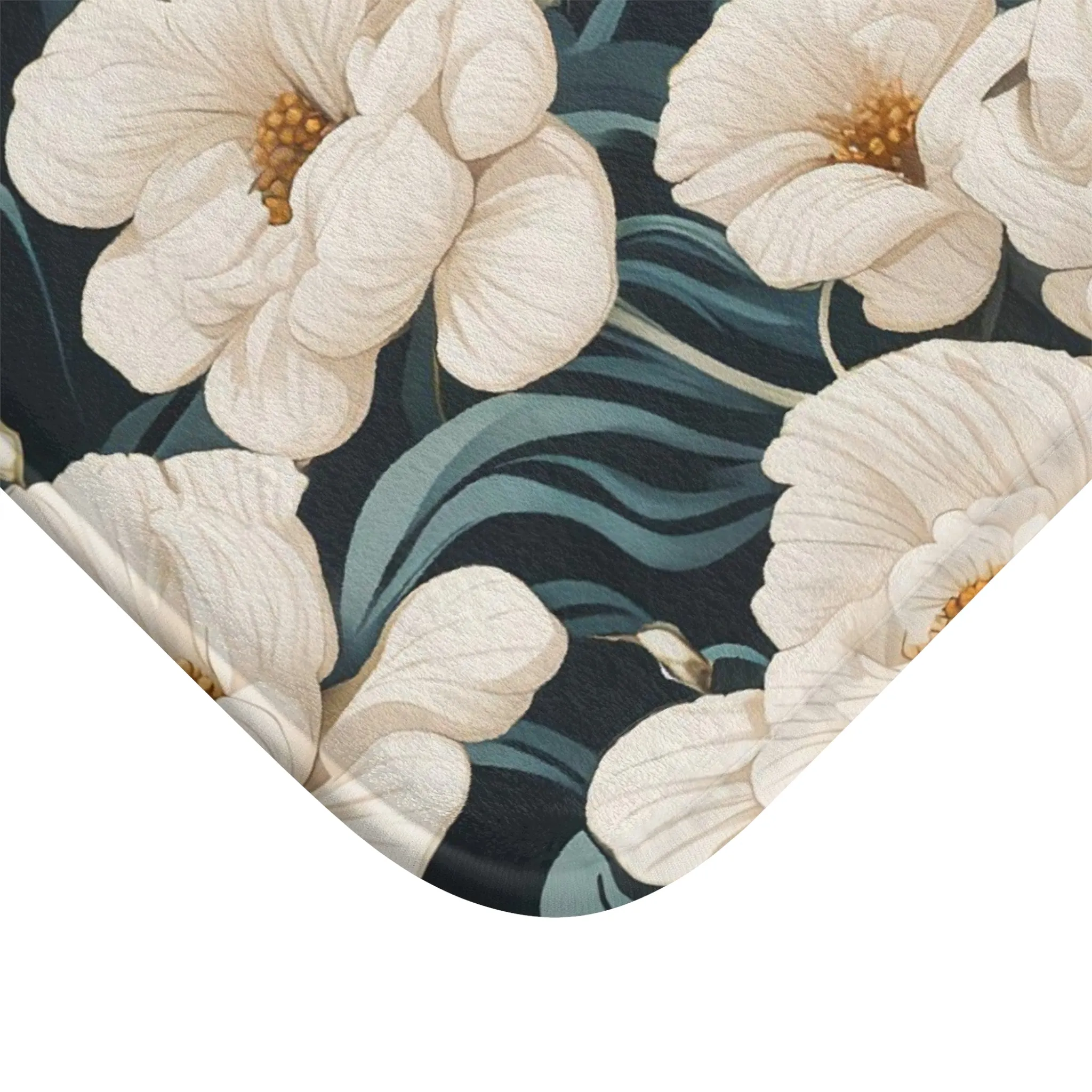 Winter Flowers, Memory Foam Bath Mat - Cozy Bathroom Essential