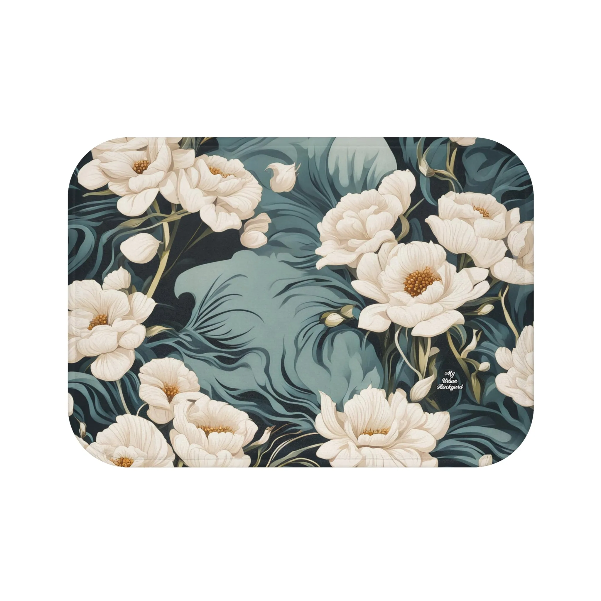 Winter Flowers, Memory Foam Bath Mat - Cozy Bathroom Essential